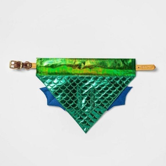 Hyde and Eek Pet Bandana Collar Slide Dragon‎ Scales Wings Costume Green OS - Picture 4 of 5